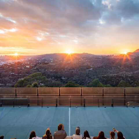 Sunsets at the four seasonal turning points at the Lower West Terrace of Griffith Observatory in Los Angeles