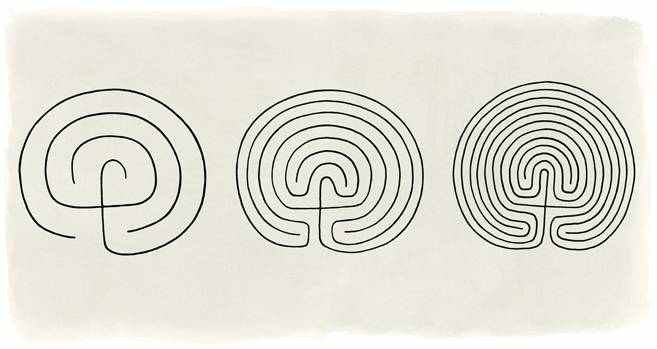 Different levels of complexity of labyrinths